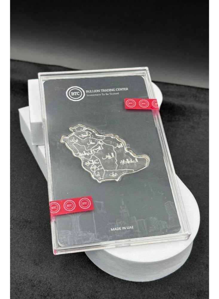 BTC 100 Grams Saudi Arabia Map Silver Bar - Image 2